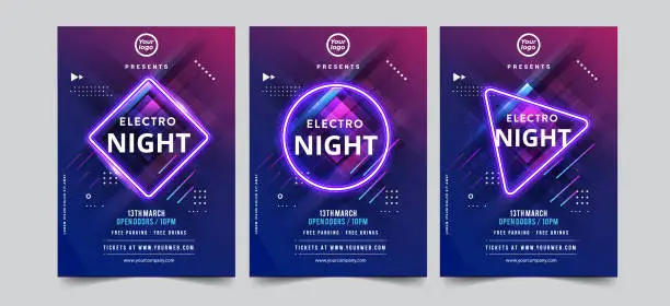 Vector illustration of Dance Club Night Party Flyer Brochure Layout Template. Club Party Banner design. Vector illustration - Vector