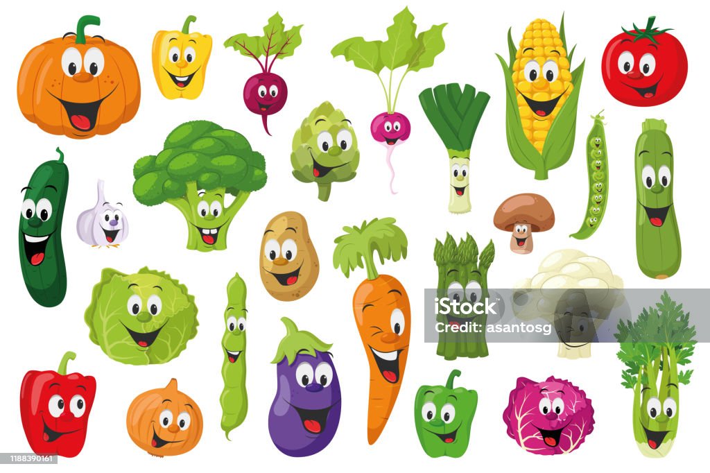 Ilustración de Colección De Personajes De Verduras Conjunto De 26 Vegetales  Diferentes En Estilo De Dibujos Animados Ilustración Vectorial y más  Vectores Libres de Derechos de Viñeta - iStock