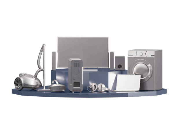 Set of home appliances / electronics isolated on white background. 3D illustration