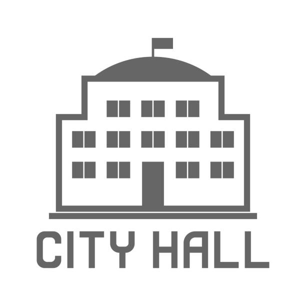 白い背景に市役所の建物。ベクトル図 - 市役所点のイラスト素材／クリップアート素材／マンガ素材／アイコン素材