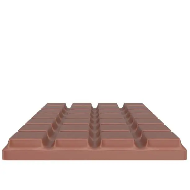 3D rendering illustration of a chocolate bar