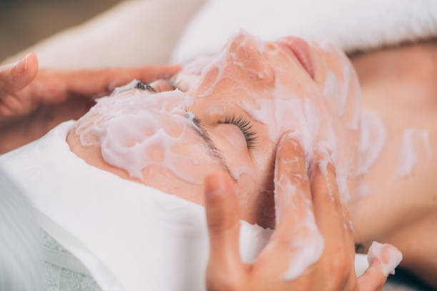 istock Facial Mousse Mask. Calming Beauty Treatment for Face 1188392319