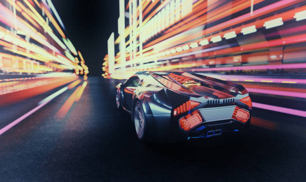istock Futuristic Car at Night. Motion Blur Background 1188392359
