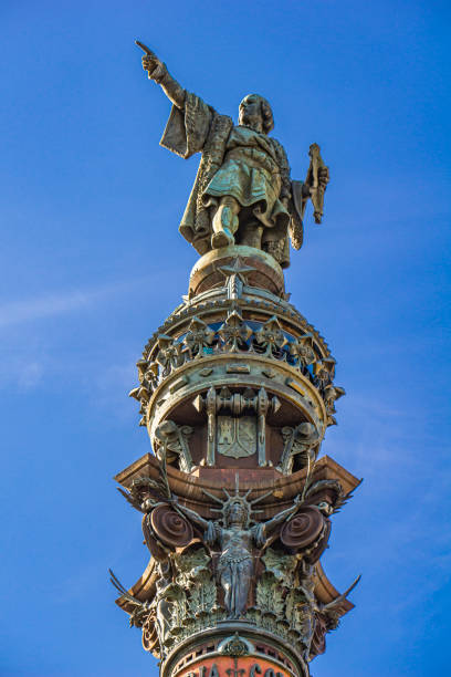 Columbus column on the Barcelona habour with high details