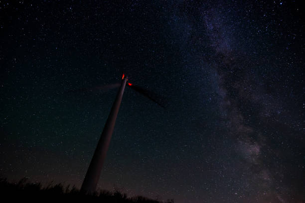 istock wind power station and the milky way 1188396588