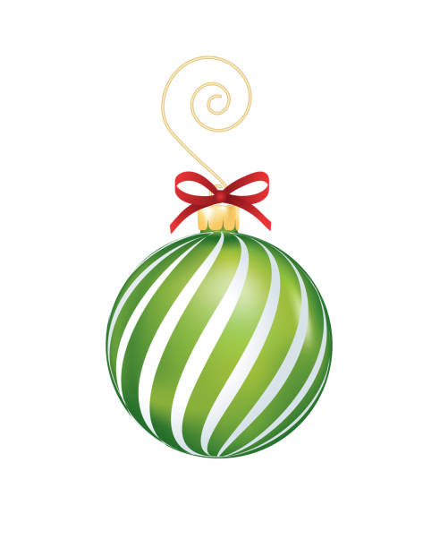 ilustrações de stock, clip art, desenhos animados e ícones de christmas bauble ornament with bow - ribbon curled up hanging christmas