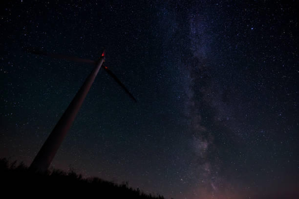istock wind power station and the milky way 1188396824