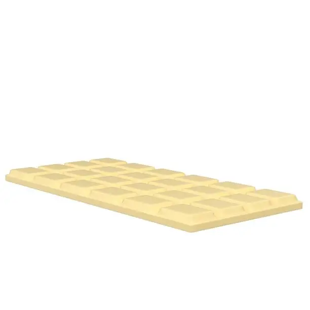 3D rendering illustration of a white chocolate bar