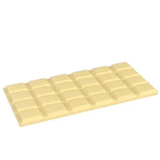 3D rendering illustration of a white chocolate bar