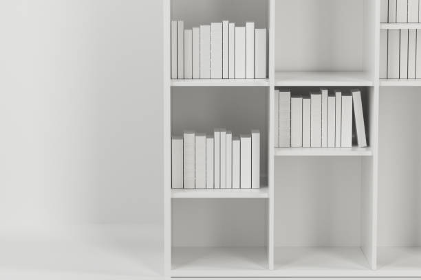 istock Bookshelf with books inside in the empty new house, 3d rendering. 1188398743