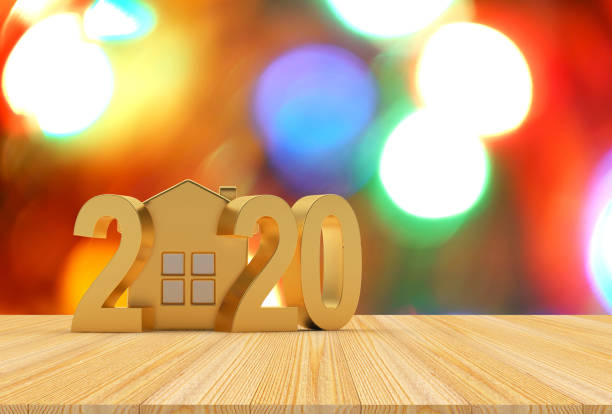 istock Golden 2020 with house icon and blurry lights. 1188400092
