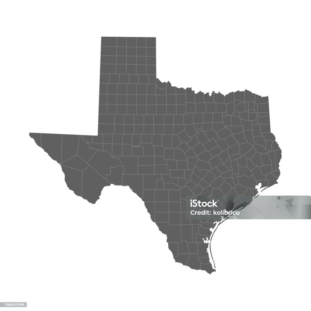 Colorless Texas Map Vector Illustration Of Grey Texas Map Vector Map Stock Illustration ...