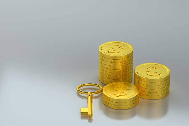 istock The dollar coins with white background, 3d rendering. 1188405039