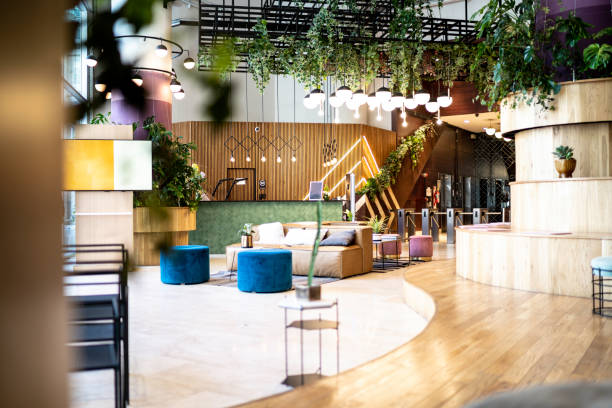 istock View of a cozy and empty building lobby 1188405899