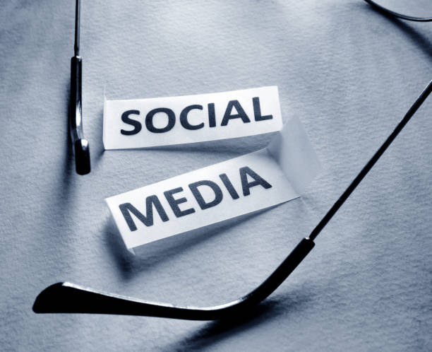 Close up of a Social media tag label