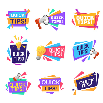 Quick Tips Post Example Quick Tip Labels Helpful Tricks And Advice Blog Post Badges With Idea ...