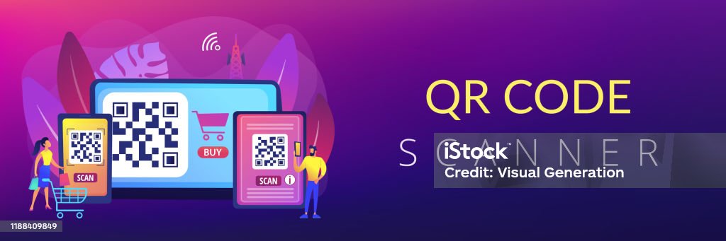 Header Menu Qr Code Qr Code Concept Banner Header Stock Illustration - Download Image Now ...