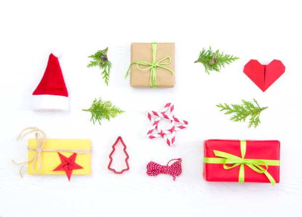 istock Christmas presents and decoration, beautiful flat lay arrangement 1188409942