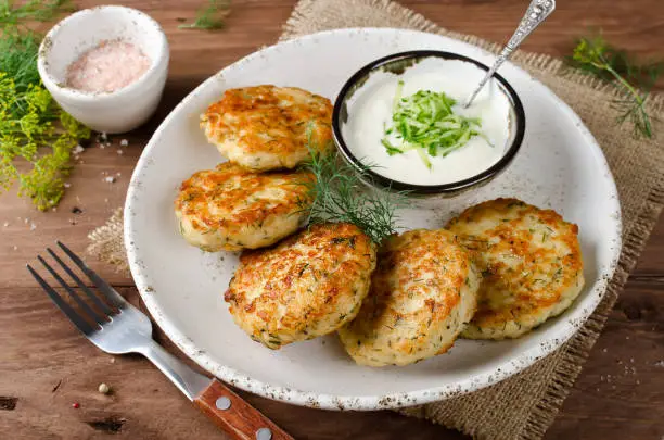 Chicken cutlets with dill and Tartar sauce. Healthy home food for dieting.