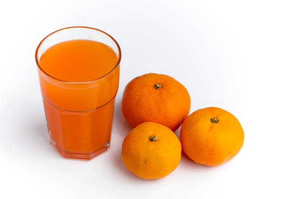 Orange juice, Glass, Orange, White Background, Orange