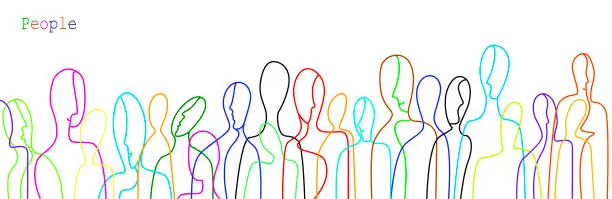 Vector illustration of crowd of people in modern creative style