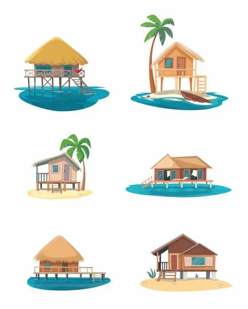Vector illustration of Bungalow on white background