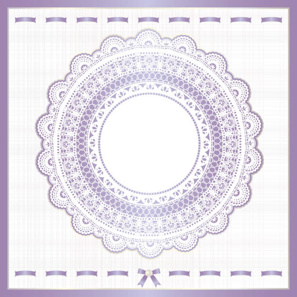 фоновый дизайн кружева и лент�ы - sewing item fragility doily pattern stock illustrations