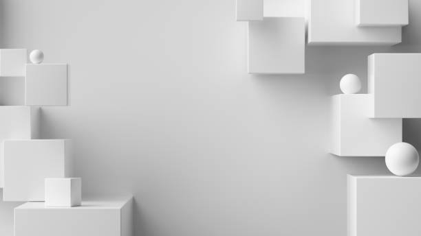 istock White abstract geometric background. 3d rendering cubic minimal composition for corporate design template. 1188417532