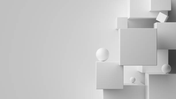 istock White abstract geometric background. 3d rendering cubic minimal composition for corporate design template. 1188417564