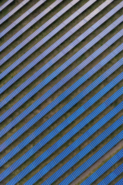 istock Aerial view of solar panels 1188419061
