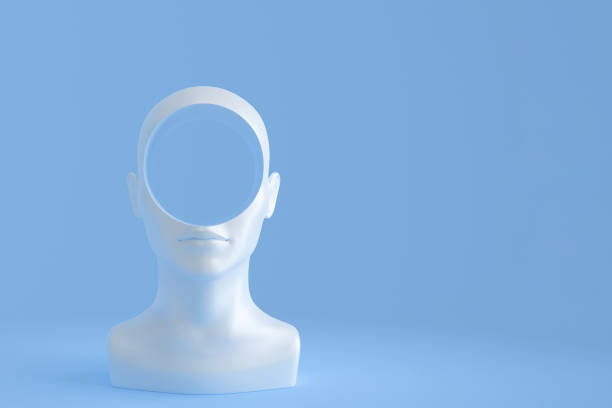 istock Concept art on education and problem solving. Porcelain female head with a round hole in it.3D illustration 1188419077