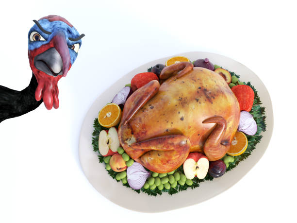 istock 3D rendering of a silly angry toon turkey. 1188419140