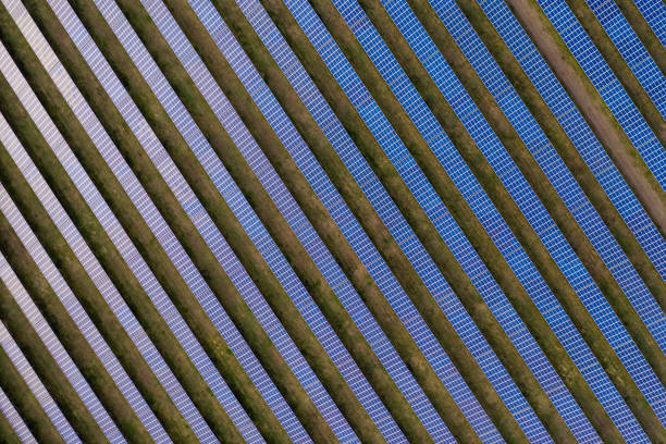 Aerial view of solar panels