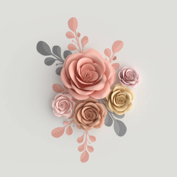 紙アートパステルカラーの花。 - cut flowers bouquet flower flower arrangement ス��トックフォトと画像