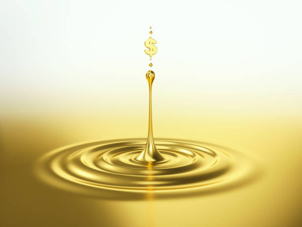 istock Gold drop and ripple with dollar symbol. 1188422003