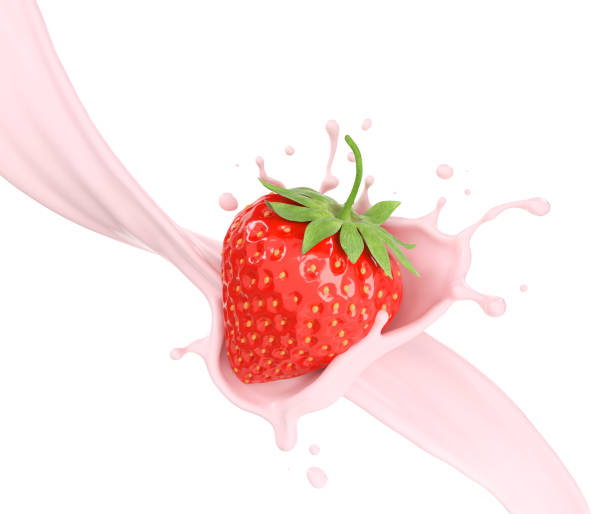 istock Strawberries in milk splash. 1188422190