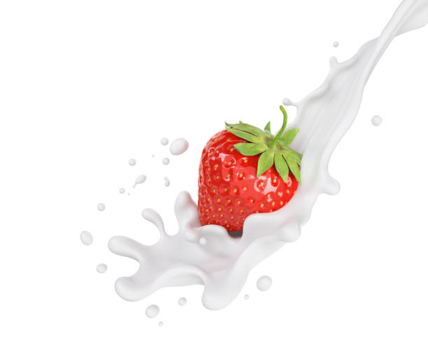 istock Strawberries in milk splash. 1188422192