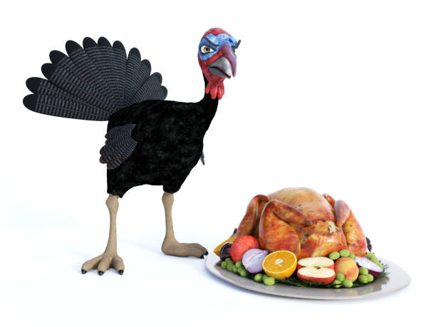 istock 3D rendering of a silly angry toon turkey. 1188422771