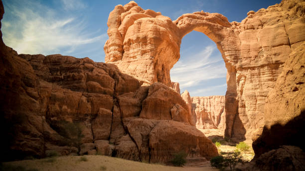 Abstract Rock formation at plateau Ennedi aka Aloba arch in Chad stock photo