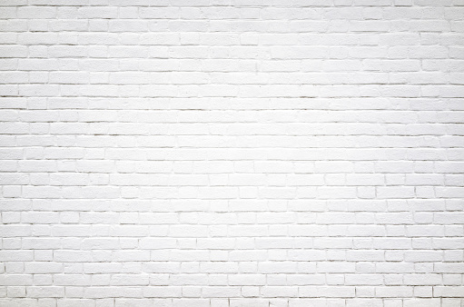 Old white brick wall texture background, full frame