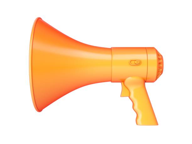 istock 3D Rendering Orange Megaphone isolated on white background 1188427693