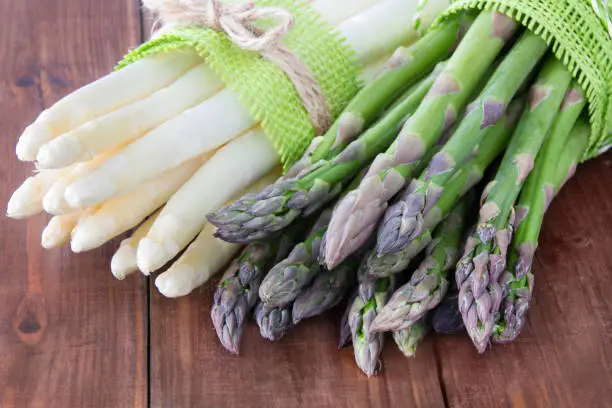 Fresh asparagus green and white