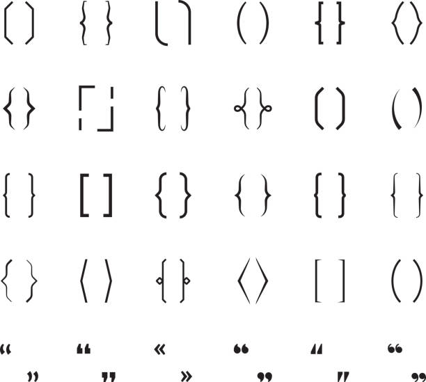 kręcone szelki. nawiasy szkolne znaki drukowane nawiasy symbole wektorowe grafika - parentheses stock illustrations