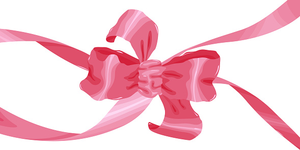 Large Pink Bow On A White Background Ribbons And Bows Made Of