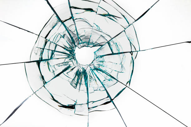 istock Green cracks on glass, in white background 1188429570
