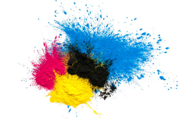 dry spilled toner for digital printing dry spilled toner for digital printing cmyk stock pictures, royalty-free photos & images