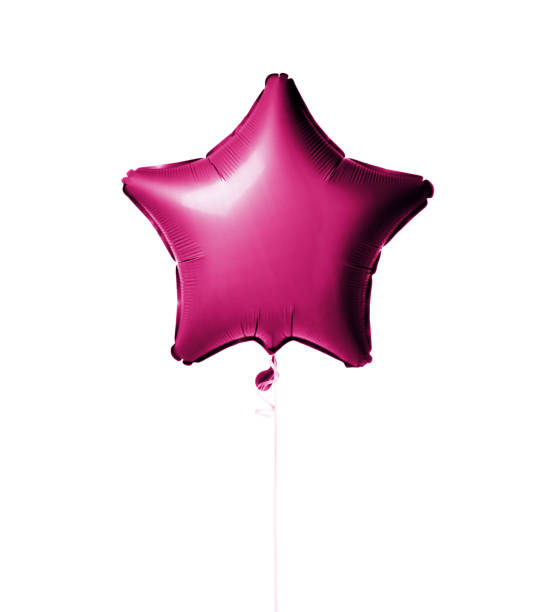 istock Single light pink red big star metallic balloon object for birthday isolated on white 1188439999