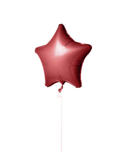 istock Single light pink red big star metallic balloon object for birthday isolated on white 1188440375