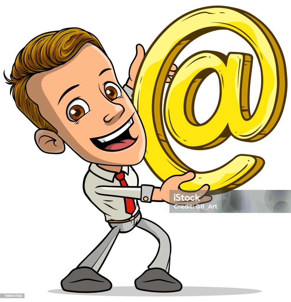 Nhân Vật Cậu Bé Mỉm Cười Hoạt Hình Với Dấu Hiệu Email Hình minh ...