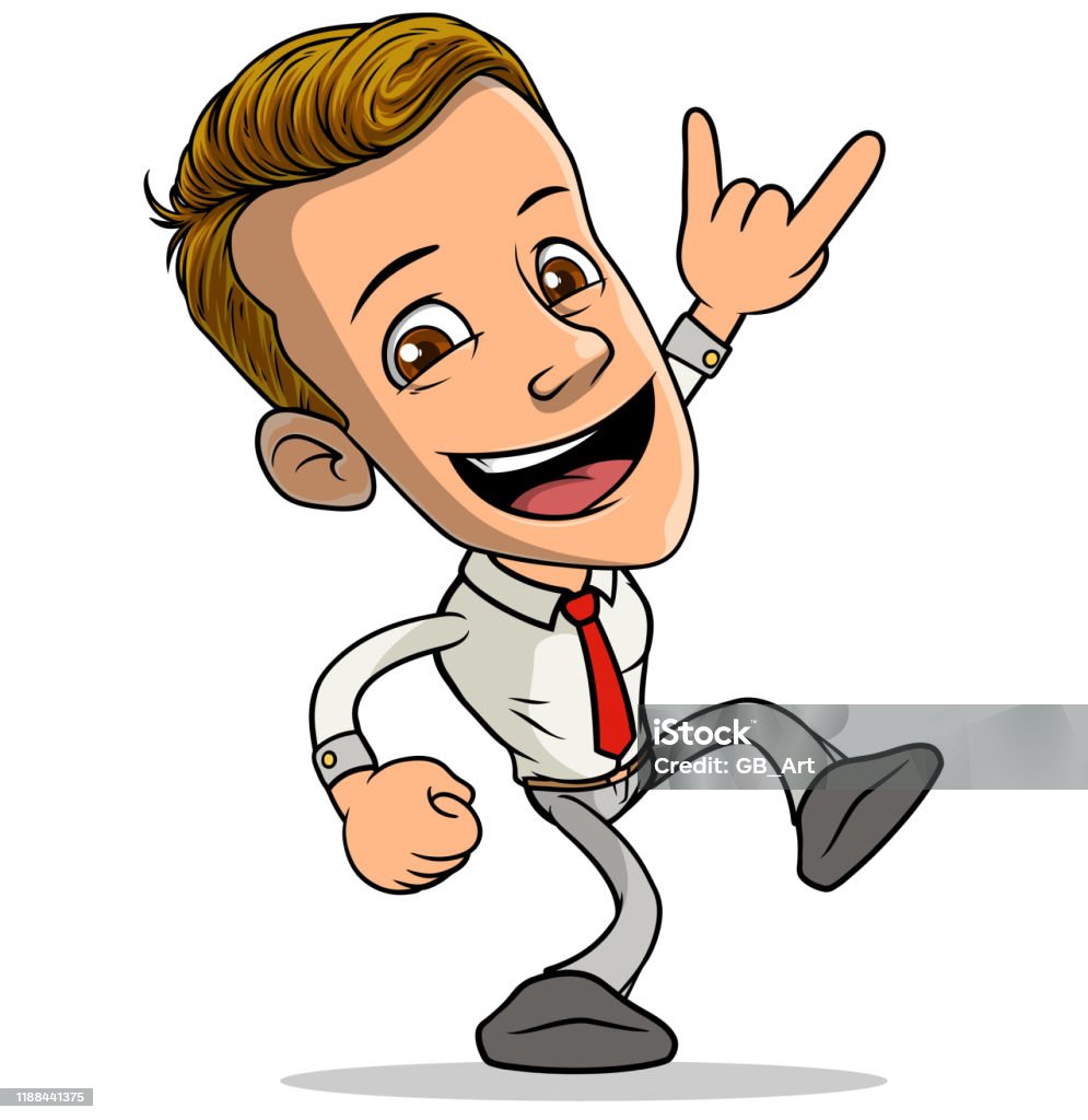 Cartoon Boy Character Showing Rock And Roll Sign Stock Illustration -  Download Image Now - Adult, Avatar, Brown Hair - iStock